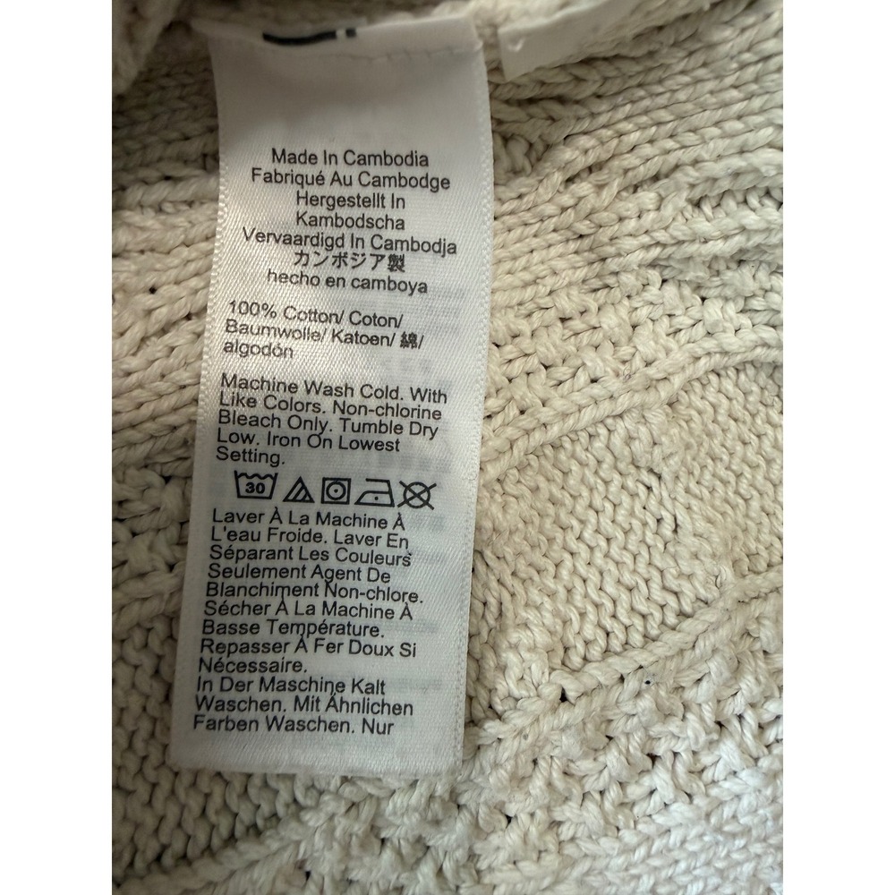J Crew womens Small Cream Beige 100% Cotton Cable Knit Crewneck Sweater - Picture 3 of 7